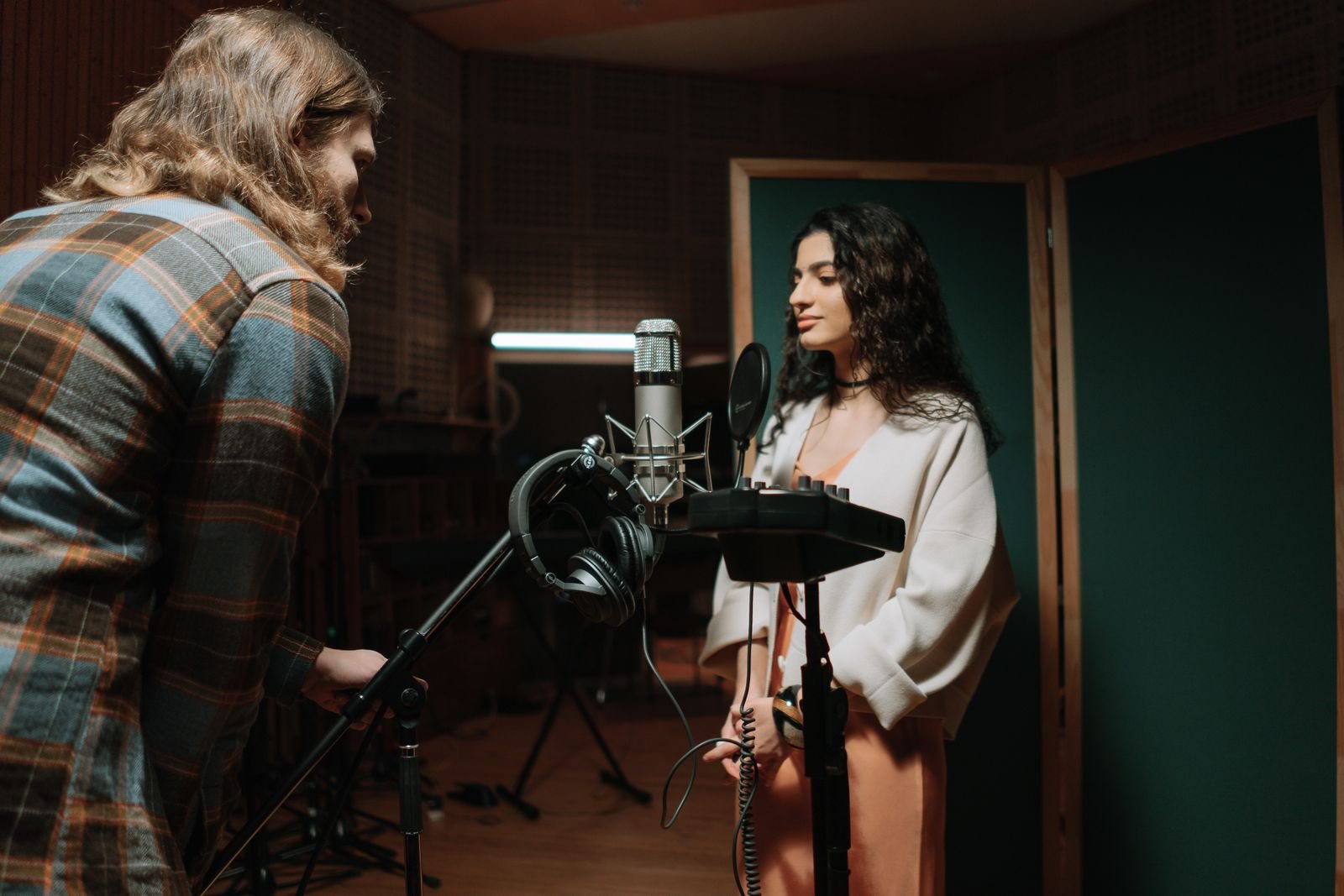 Recording studio with mixing equipment and monitors